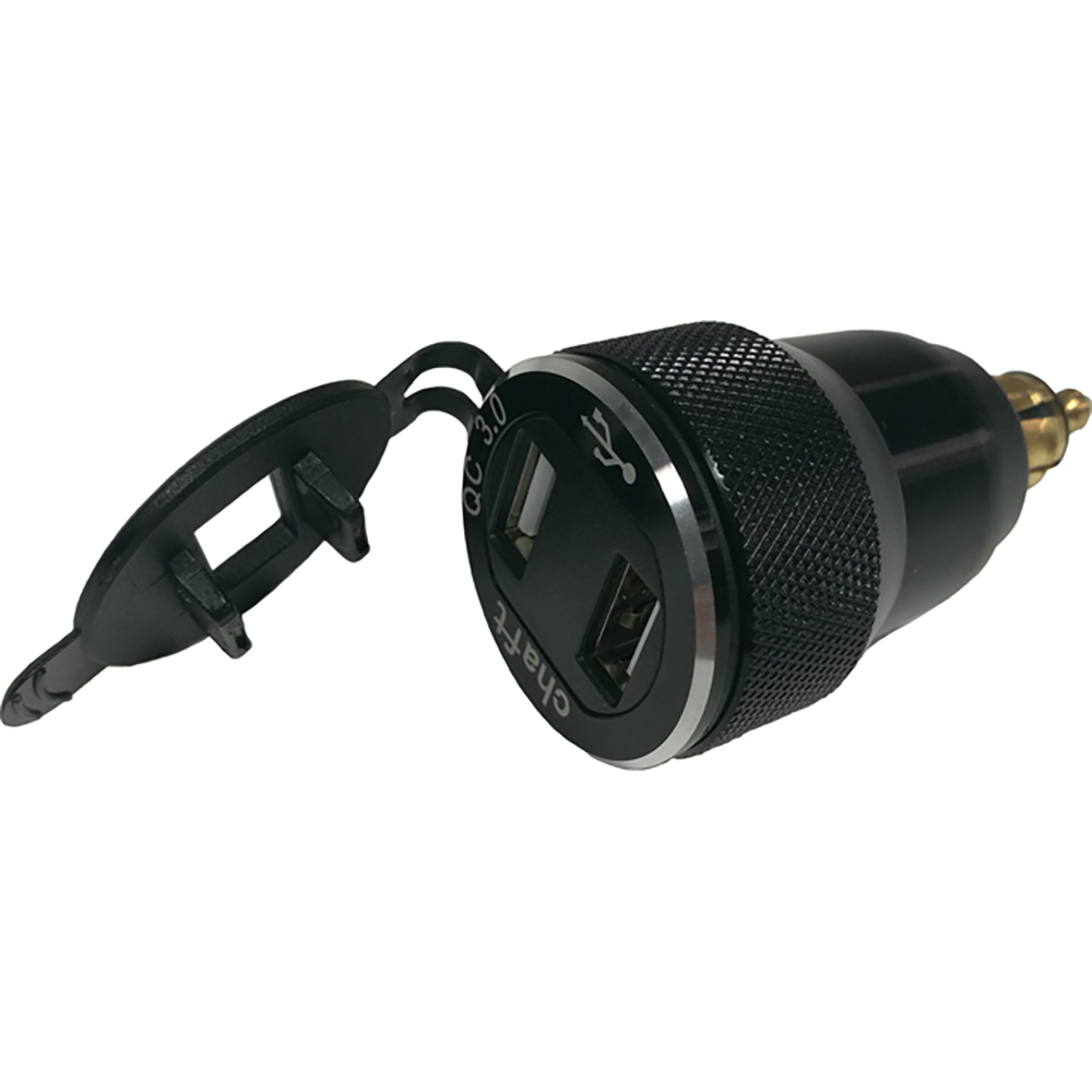 Caricabatterie USB Per Moto DIN Con Porta QC3.0 E USB-C 30W, Impermeabile IP66, In Alluminio, Per 12V-24V