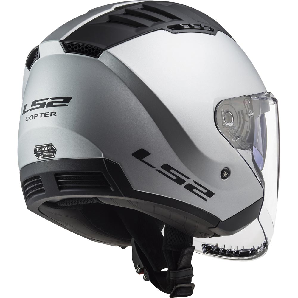 Casque Moto Double Visière Jet Ls2 OF600 Copter Solid Matt Black Vente en  Ligne 