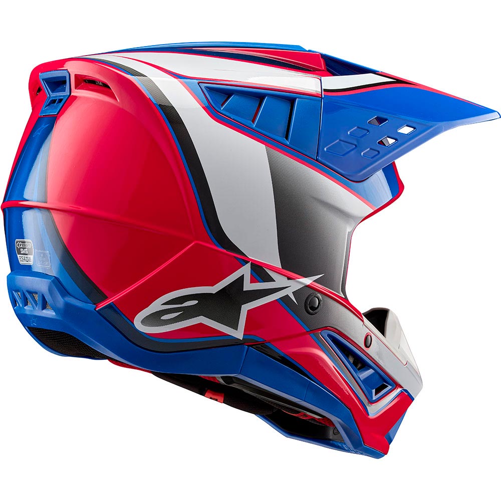 Casque Moto Cross Enduro Alpinestars S-M5 ACTION Blanc Bleu Blanc Vente en  Ligne 