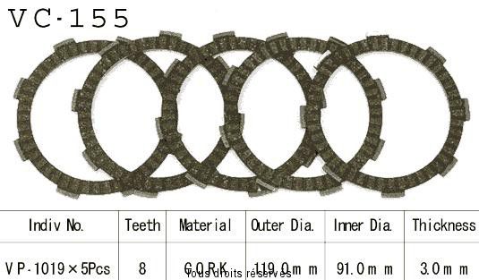 Disques garnis d'embrayage Cross VC155