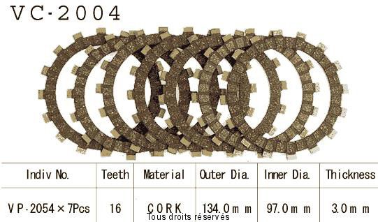 Disques garnis d'embrayage Cross VC2004