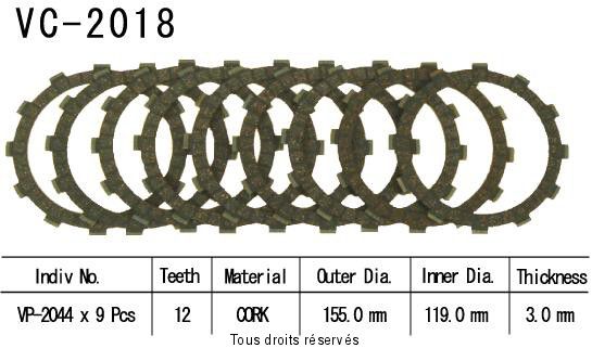 Disques garnis d'embrayage Cross VC2018