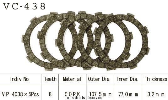 Disques garnis d'embrayage Cross VC438