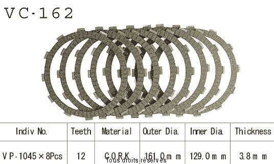 Disques garnis d'embrayage VC162