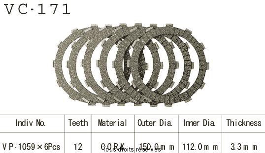 Disques garnis d'embrayage VC171