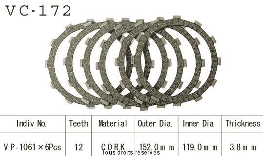 Disques garnis d'embrayage VC172