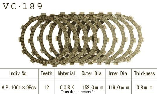Disques garnis d'embrayage VC189