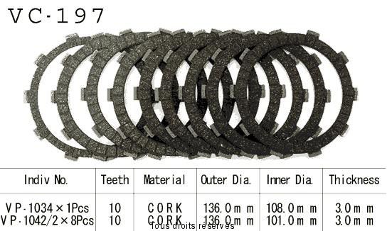 Disques garnis d'embrayage VC197