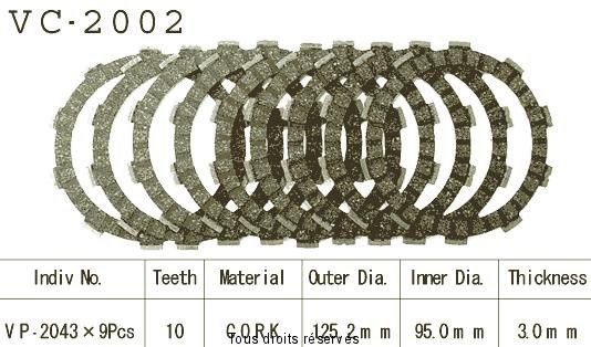 Disques garnis d'embrayage VC2002