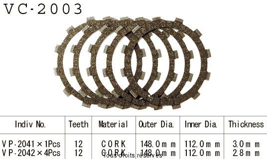 Disques garnis d'embrayage VC2003