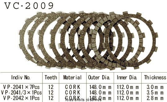 Disques garnis d'embrayage VC2009