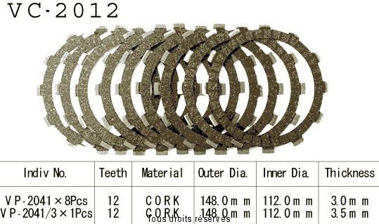 Disques garnis d'embrayage VC2012