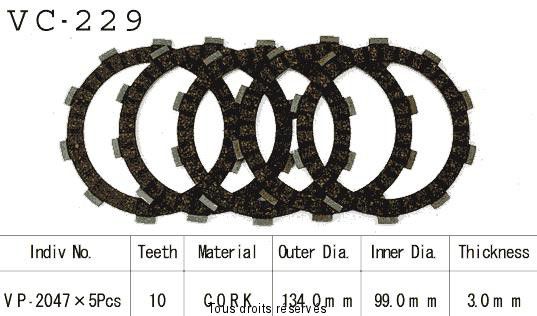 Disques garnis d'embrayage VC229