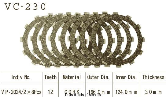 Disques garnis d'embrayage VC230