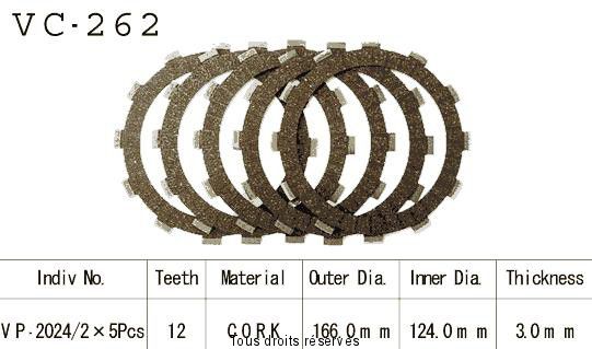 Disques garnis d'embrayage VC262