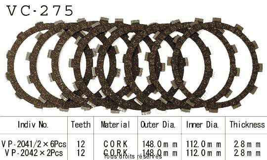 Disques garnis d'embrayage VC275
