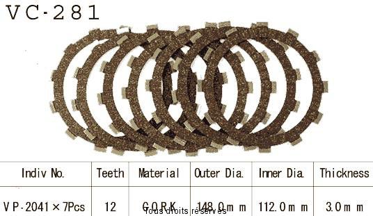 Disques garnis d'embrayage VC281