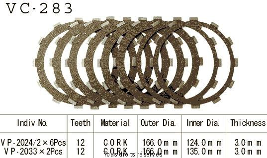 Disques garnis d'embrayage VC283