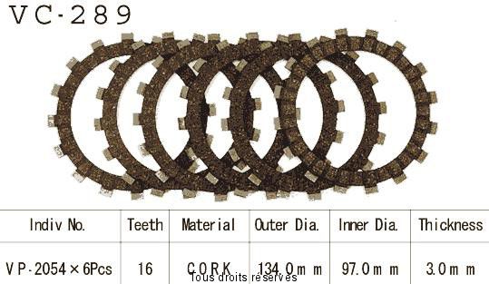 Disques garnis d'embrayage VC289
