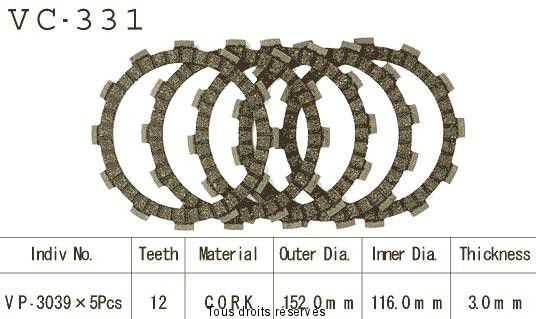 Disques garnis d'embrayage VC331