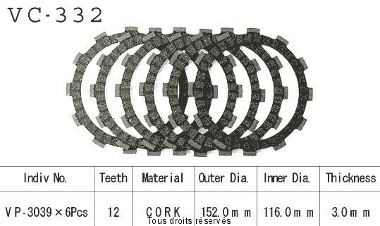 Disques garnis d'embrayage VC332