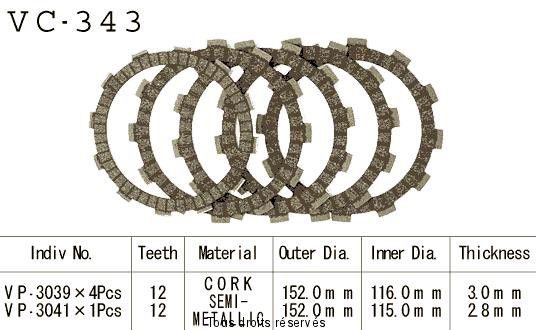 Disques garnis d'embrayage VC343