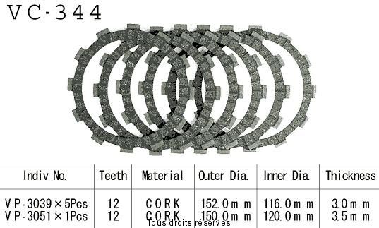 Disques garnis d'embrayage VC344