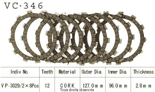Disques garnis d'embrayage VC346