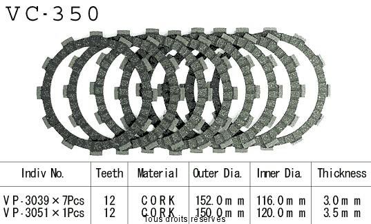 Disques garnis d'embrayage VC350