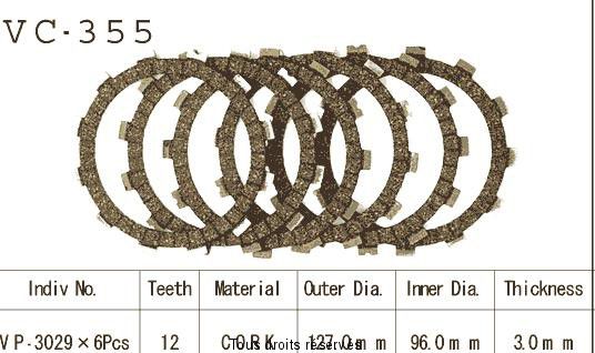 Disques garnis d'embrayage VC355