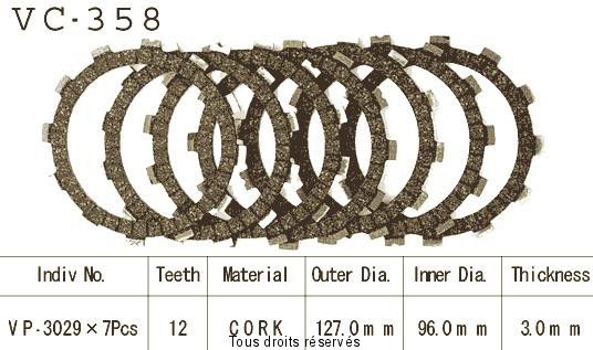 Disques garnis d'embrayage VC358