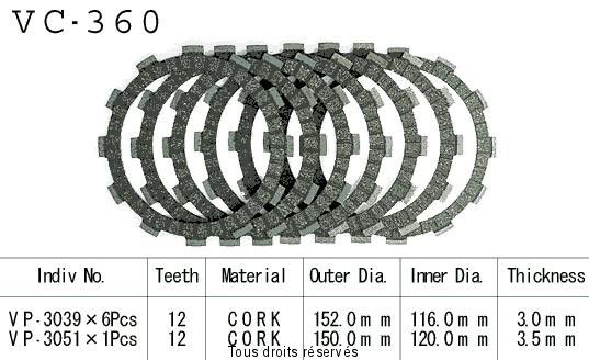 Disques garnis d'embrayage VC360