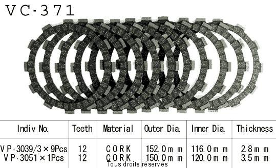 Disques garnis d'embrayage VC371