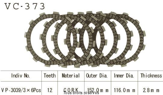 Disques garnis d'embrayage VC373