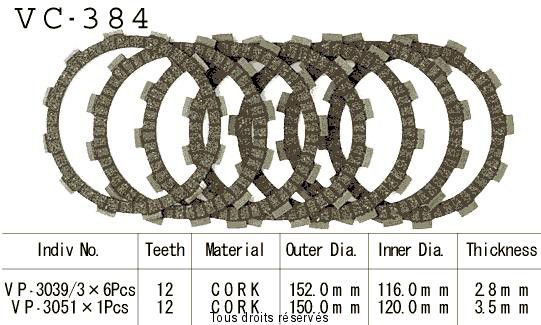 Disques garnis d'embrayage VC384