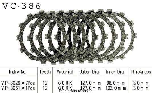 Disques garnis d'embrayage VC386