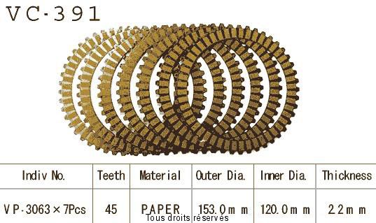 Disques garnis d'embrayage VC391