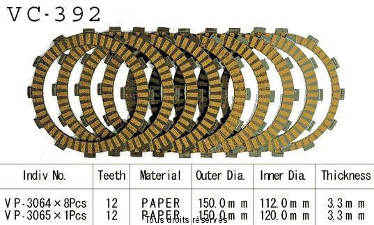 Disques garnis d'embrayage VC392