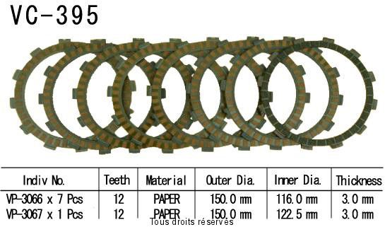 Disques garnis d'embrayage VC395