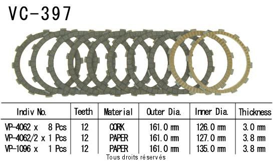 Disques garnis d'embrayage VC397