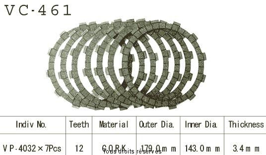 Disques garnis d'embrayage VC461