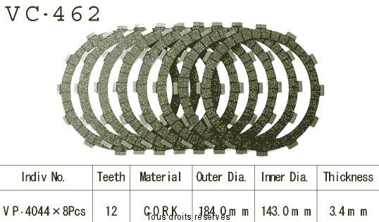 Disques garnis d'embrayage VC462