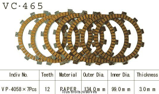 Disques garnis d'embrayage VC465