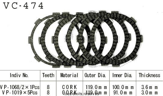 Disques garnis d'embrayage VC474