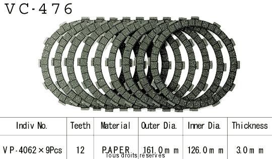 Disques garnis d'embrayage VC476