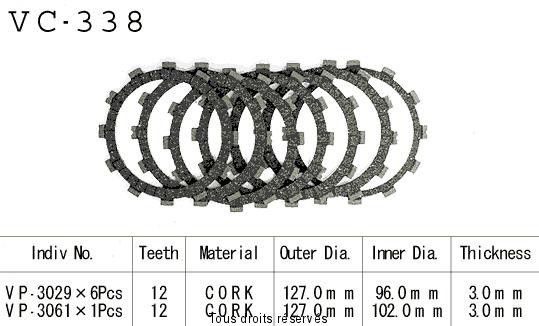 Disques garnis d'embrayage VC338