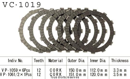 Disques garnis d'embrayage VC1019