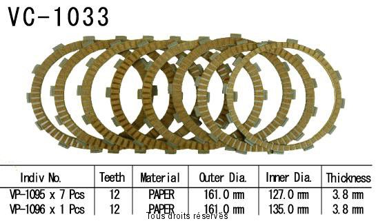 Disques garnis d'embrayage VC1033