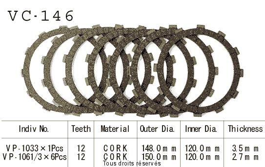 Disques garnis d'embrayage VC146