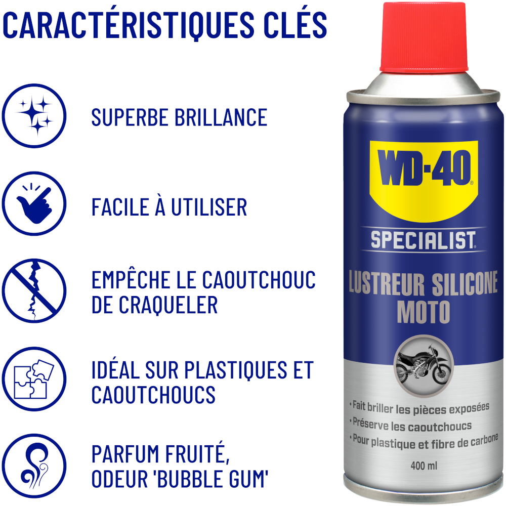 Pulidora de silicona WD-40 Specialist Moto 400ml - piezas de motos y  scooters